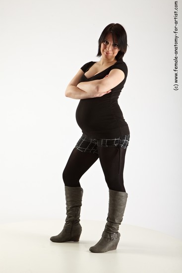 Casual Woman White Standing poses - ALL Pregnant long brown Standing poses - simple Academic