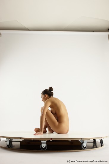 Nude Woman White Sitting poses - ALL Slim long brown Sitting poses - simple Multi angle poses Pinup