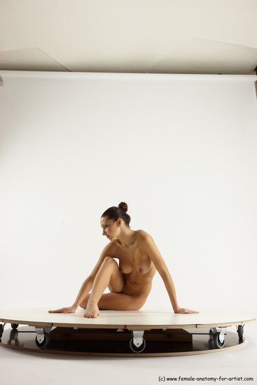 Nude Woman White Sitting poses - ALL Slim long brown Sitting poses - simple Multi angle poses Pinup