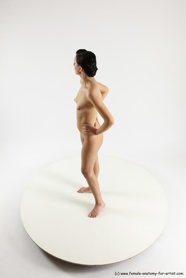 Nude Woman White Standing poses - ALL Slim long brown Standing poses - simple Multi angle poses Pinup