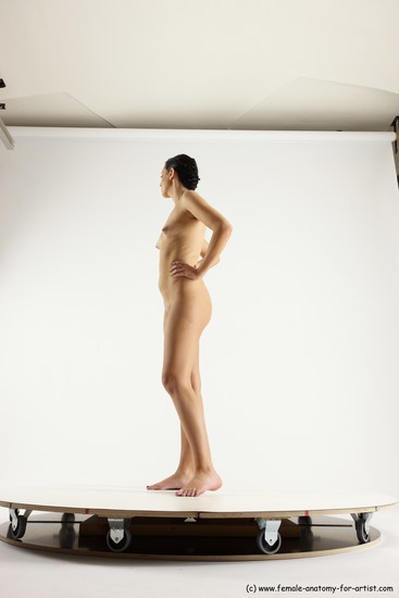 Nude Woman White Standing poses - ALL Slim long brown Standing poses - simple Multi angle poses Pinup