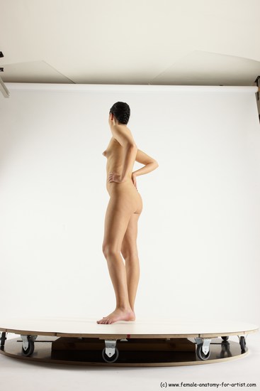 Nude Woman White Standing poses - ALL Slim long brown Standing poses - simple Multi angle poses Pinup