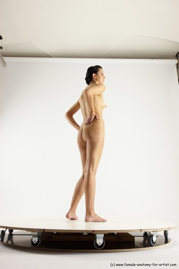 Nude Woman White Standing poses - ALL Slim long brown Standing poses - simple Multi angle poses Pinup