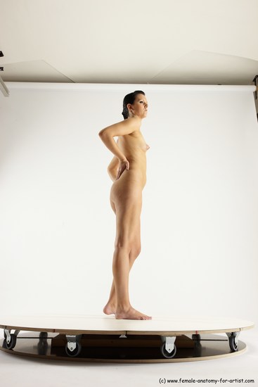 Nude Woman White Standing poses - ALL Slim long brown Standing poses - simple Multi angle poses Pinup