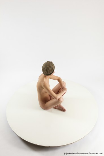 Nude Woman White Sitting poses - ALL Slim bald Sitting poses - simple Multi angle poses Pinup