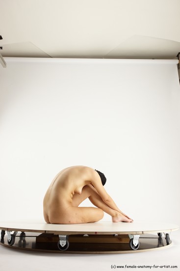 Nude Woman White Sitting poses - ALL Slim long brown Sitting poses - simple Multi angle poses Pinup