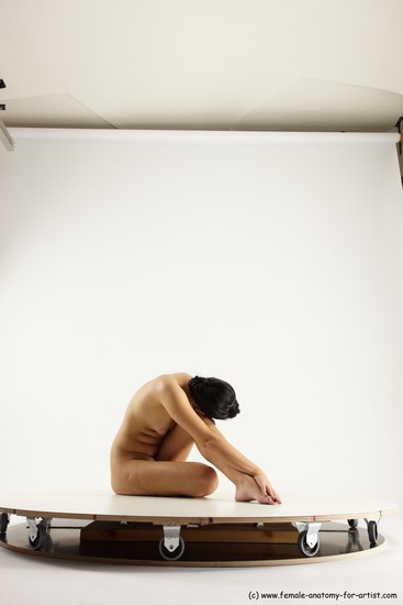 Nude Woman White Sitting poses - ALL Slim long brown Sitting poses - simple Multi angle poses Pinup