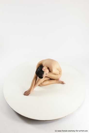 Nude Woman White Sitting poses - ALL Slim long brown Sitting poses - simple Multi angle poses Pinup