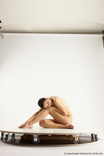 Nude Woman White Sitting poses - ALL Slim long brown Sitting poses - simple Multi angle poses Pinup