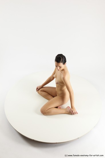 Nude Woman White Sitting poses - ALL Slim long brown Sitting poses - simple Multi angle poses Pinup