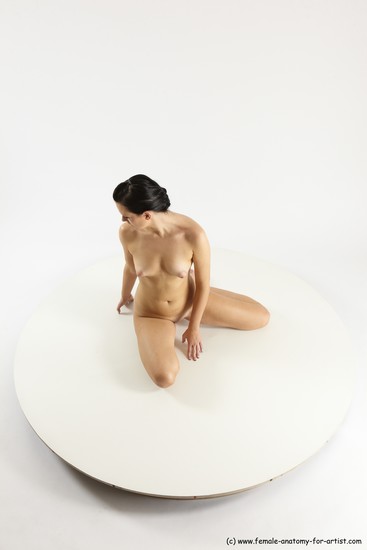 Nude Woman White Sitting poses - ALL Slim long brown Sitting poses - simple Multi angle poses Pinup