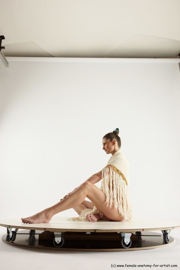 Underwear Woman White Sitting poses - ALL Athletic long brown Sitting poses - simple Multi angle poses Academic