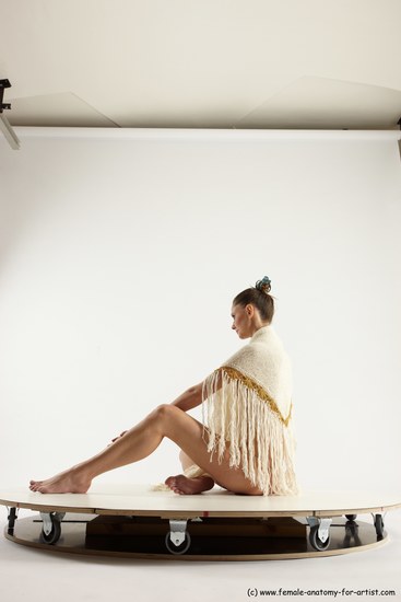 Underwear Woman White Sitting poses - ALL Athletic long brown Sitting poses - simple Multi angle poses Academic