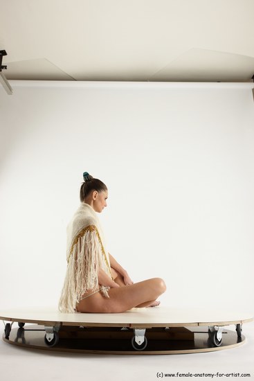 Underwear Woman White Sitting poses - ALL Athletic long brown Sitting poses - simple Multi angle poses Academic