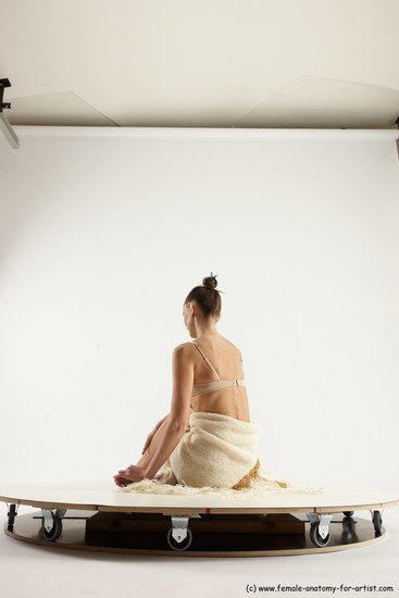 Underwear Woman White Sitting poses - ALL Athletic long brown Sitting poses - simple Multi angle poses Academic