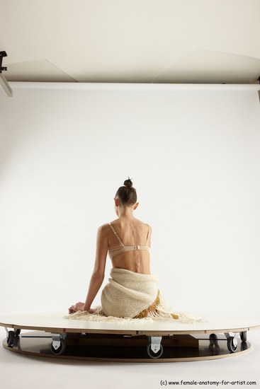 Underwear Woman White Sitting poses - ALL Athletic long brown Sitting poses - simple Multi angle poses Academic