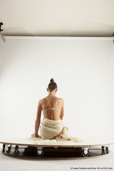 Underwear Woman White Sitting poses - ALL Athletic long brown Sitting poses - simple Multi angle poses Academic