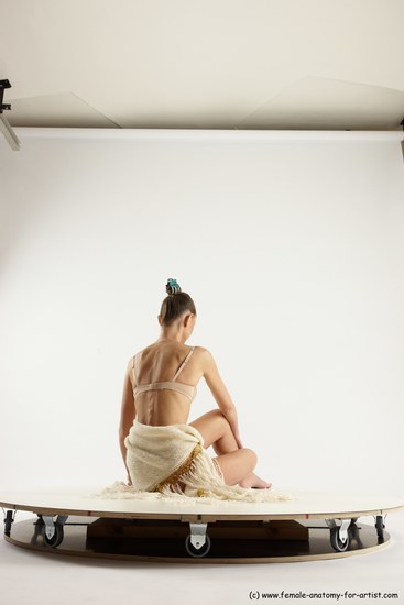 Underwear Woman White Sitting poses - ALL Athletic long brown Sitting poses - simple Multi angle poses Academic