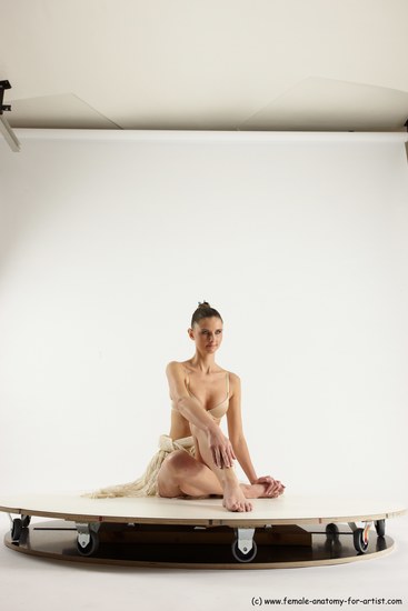 Underwear Woman White Sitting poses - ALL Athletic long brown Sitting poses - simple Multi angle poses Academic