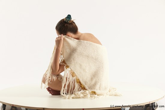 Underwear Woman White Sitting poses - ALL Athletic long brown Sitting poses - simple Multi angle poses Academic