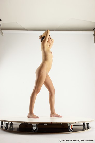 Nude Woman White Standing poses - ALL Slim long brown Standing poses - simple Multi angle poses Pinup