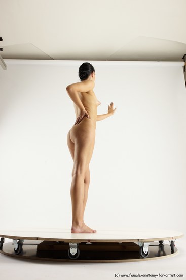 Nude Woman White Standing poses - ALL Slim long brown Standing poses - simple Multi angle poses Pinup