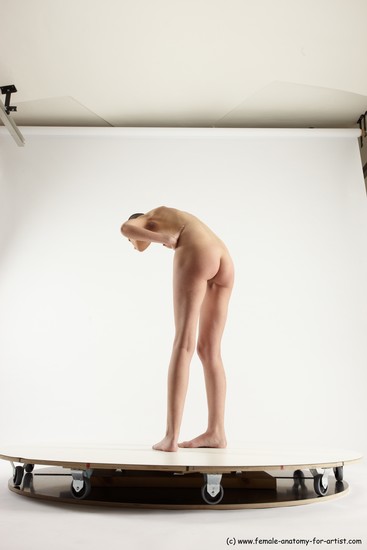 Nude Woman White Standing poses - ALL Slim Standing poses - bend over bald Multi angle poses Pinup