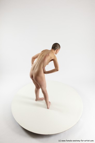 Nude Woman White Standing poses - ALL Slim Standing poses - bend over bald Multi angle poses Pinup