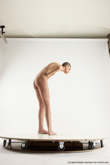 Nude Woman White Standing poses - ALL Slim Standing poses - bend over bald Multi angle poses Pinup