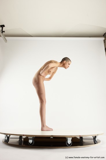 Nude Woman White Standing poses - ALL Slim Standing poses - bend over bald Multi angle poses Pinup