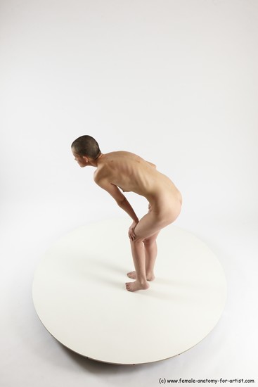 Nude Woman White Standing poses - ALL Slim Standing poses - bend over bald Multi angle poses Pinup