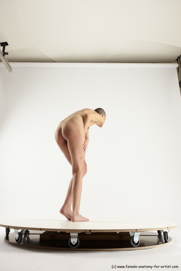 Nude Woman White Standing poses - ALL Slim Standing poses - bend over bald Multi angle poses Pinup