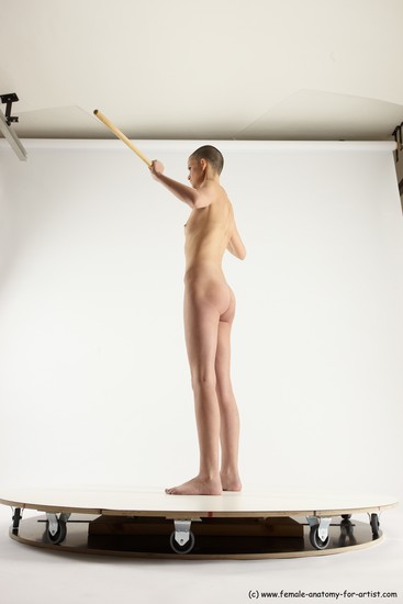 Nude Woman White Standing poses - ALL Slim bald Standing poses - simple Multi angle poses Pinup