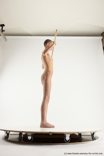 Nude Woman White Standing poses - ALL Slim bald Standing poses - simple Multi angle poses Pinup