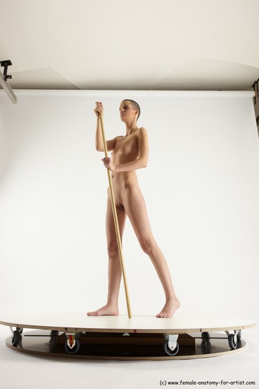 Nude Woman White Standing poses - ALL Slim bald Standing poses - simple Multi angle poses Pinup