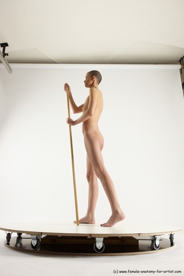 Nude Woman White Standing poses - ALL Slim bald Standing poses - simple Multi angle poses Pinup