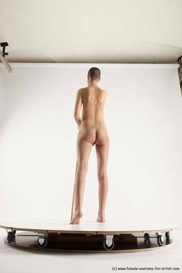 Nude Woman White Standing poses - ALL Slim bald Standing poses - simple Multi angle poses Pinup