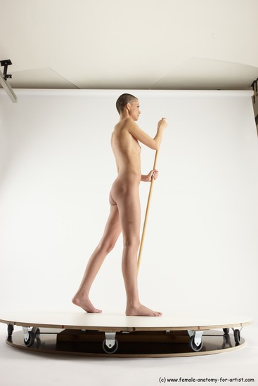 Nude Woman White Standing poses - ALL Slim bald Standing poses - simple Multi angle poses Pinup