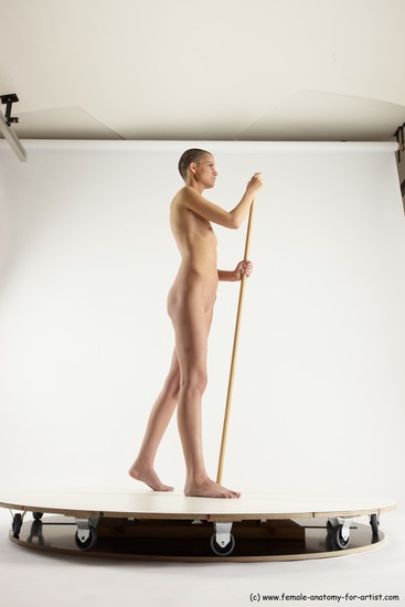 Nude Woman White Standing poses - ALL Slim bald Standing poses - simple Multi angle poses Pinup