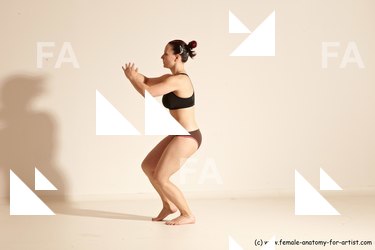 Underwear Martial art Woman White Moving poses Average long colored Dynamic poses Academic