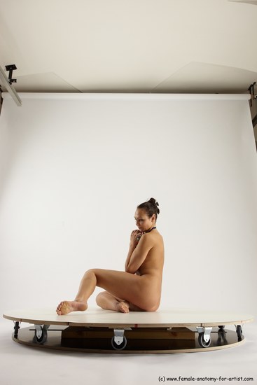 Nude Woman White Sitting poses - ALL Slim long brown Sitting poses - simple Multi angle poses Pinup