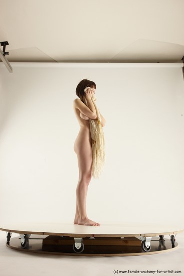 Nude Woman White Standing poses - ALL Slim medium brown Standing poses - simple Multi angle poses Pinup