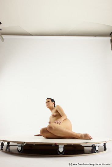 Nude Woman White Sitting poses - ALL Slim long brown Sitting poses - simple Multi angle poses Pinup