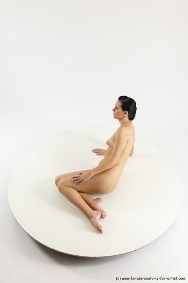 Nude Woman White Sitting poses - ALL Slim long brown Sitting poses - simple Multi angle poses Pinup