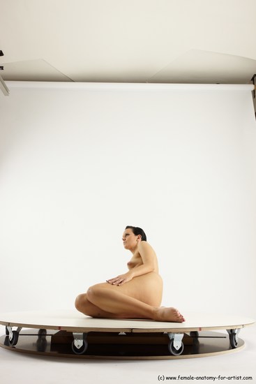 Nude Woman White Sitting poses - ALL Slim long brown Sitting poses - simple Multi angle poses Pinup