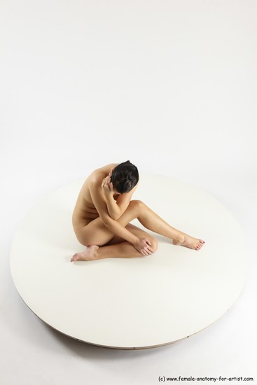 Nude Woman White Sitting poses - ALL Slim long brown Sitting poses - simple Multi angle poses Pinup