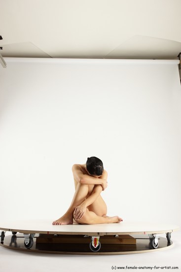 Nude Woman White Sitting poses - ALL Slim long brown Sitting poses - simple Multi angle poses Pinup