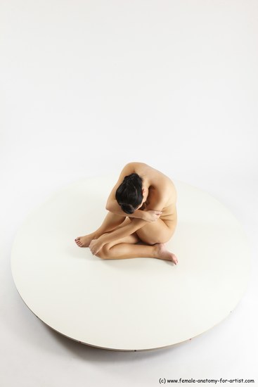 Nude Woman White Sitting poses - ALL Slim long brown Sitting poses - simple Multi angle poses Pinup