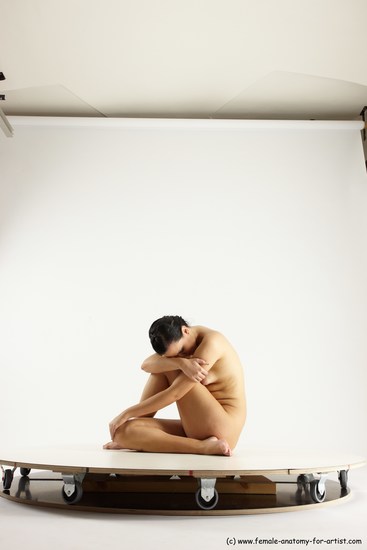 Nude Woman White Sitting poses - ALL Slim long brown Sitting poses - simple Multi angle poses Pinup