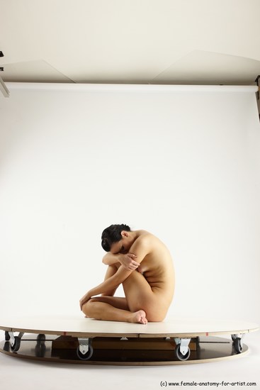 Nude Woman White Sitting poses - ALL Slim long brown Sitting poses - simple Multi angle poses Pinup